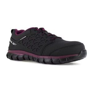 Reebok Sublite Exofuse Composite Safety Toe Work Shoes, Black/Purple, size 8.5